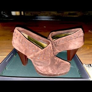 Brown suede heels